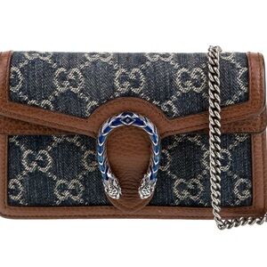 Blue Denim and Brown Leather Dionysus Chain Crossbody